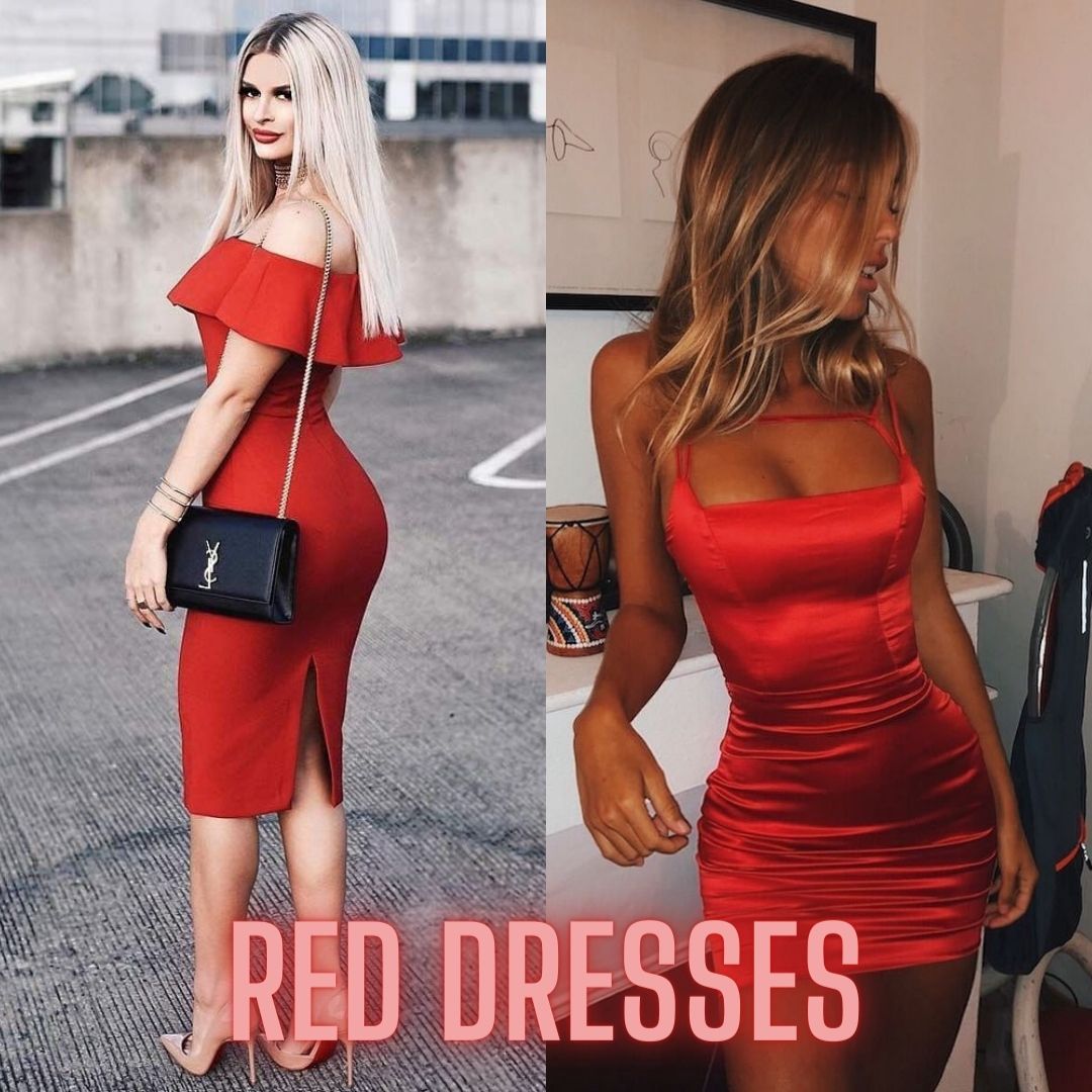 women's red dresses