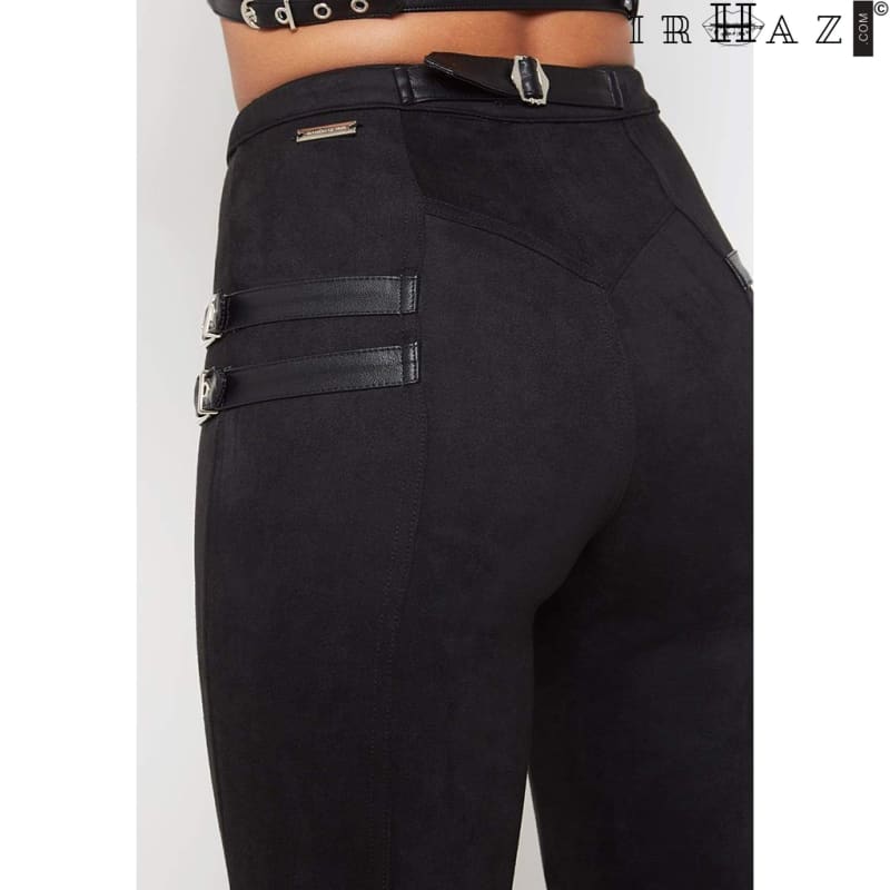 Suede Womens Pant | Buckle High Waist Trouser 2 Colors