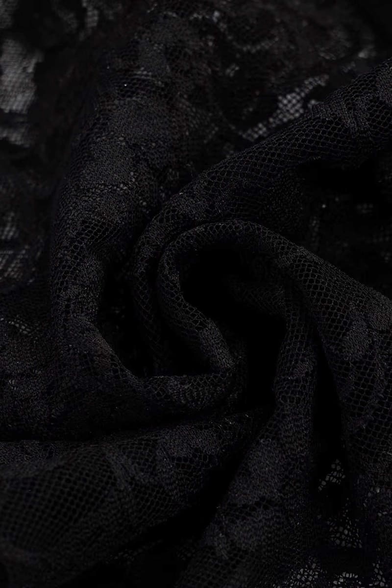 Black Sheer Lace Crop Top & Capri Pants Set Set