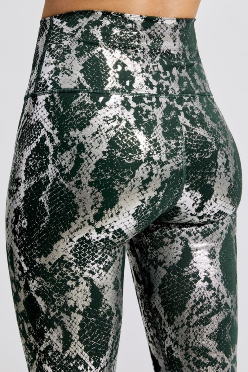 Black Snakeskin High Waist Ruched Metallic Legging Legging