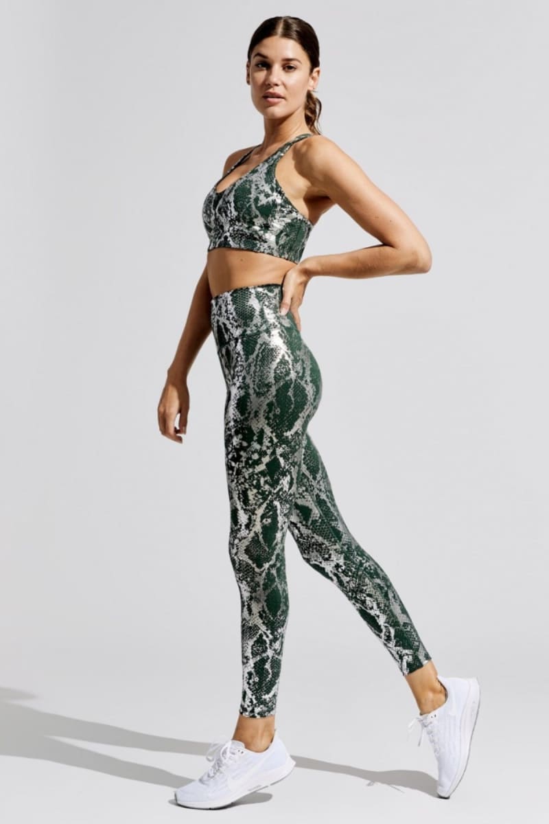 Black Snakeskin High Waist Ruched Metallic Legging Legging