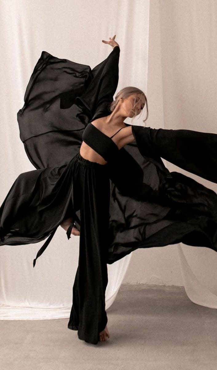 Black Wide Leg Palazzo Pants And Beach Kimono Set Outfit Sets