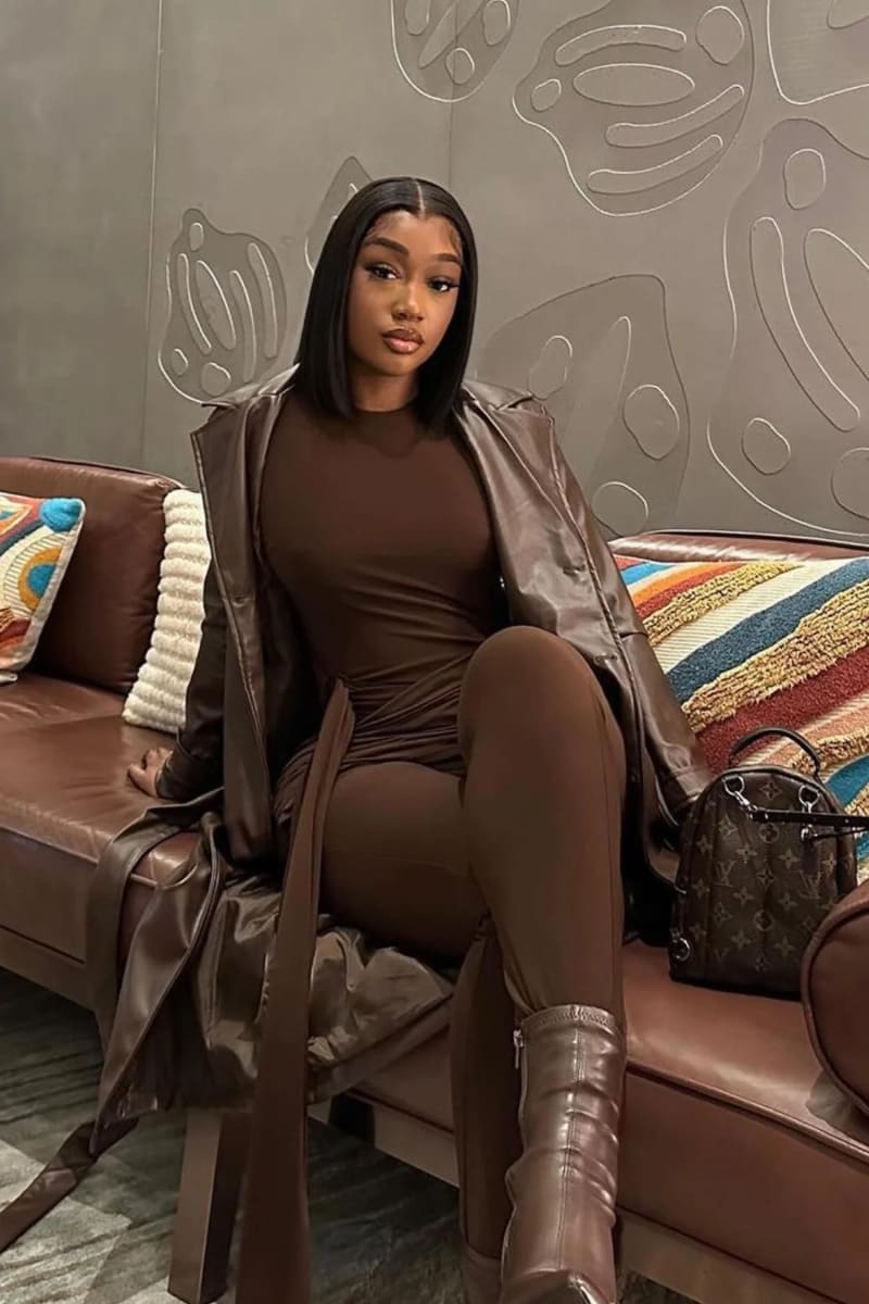 Brown Long Sleeve Wrap Jumpsuit Jumpsuits & Rompers