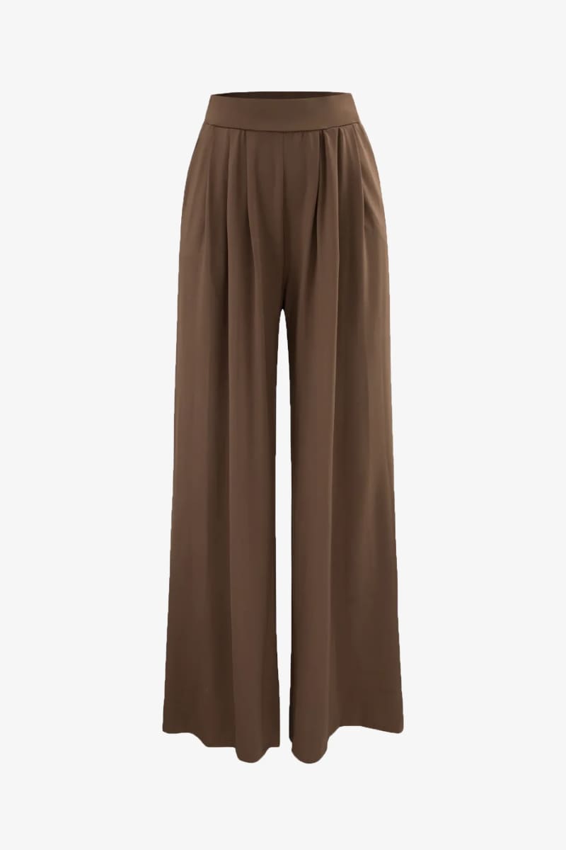 Brown Two Piece Palazzo Pants And Crop Top Set