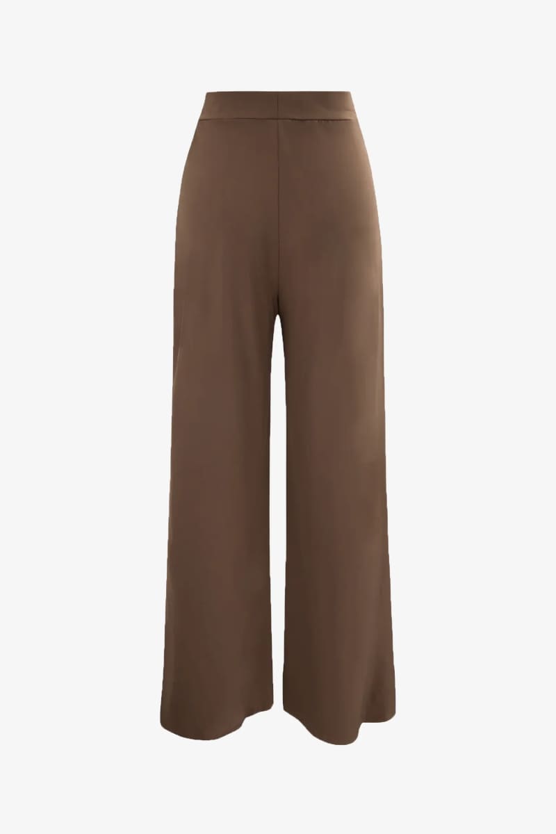 Brown Two Piece Palazzo Pants And Crop Top Set
