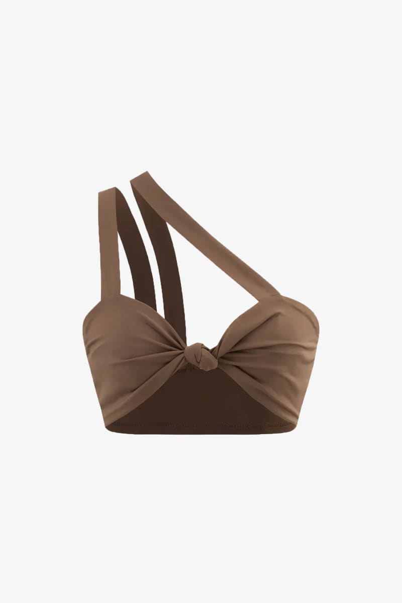 Brown Two Piece Palazzo Pants And Crop Top Set