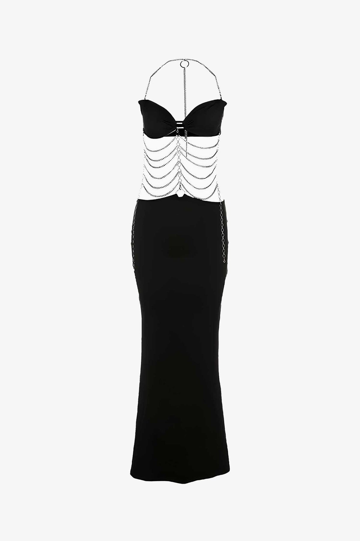 Black Cut Out Chain Bandeau Maxi Dress