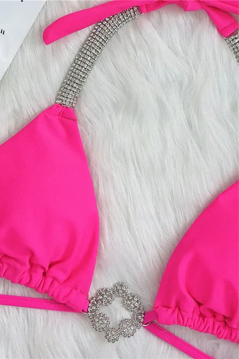 Neon Pink Rhinestone Bikini
