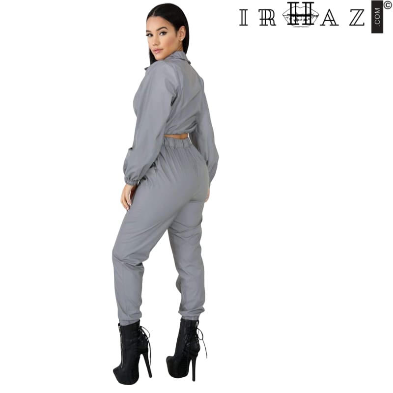 Shiny Reflective Womens Two Piece Tracksuit Co-Ord Set Pant Set