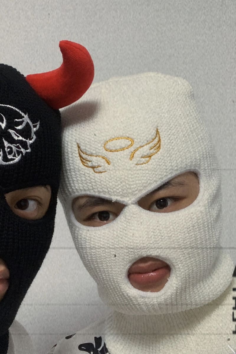 White Angel Wing Embroidery Ski Mask Balaclavas