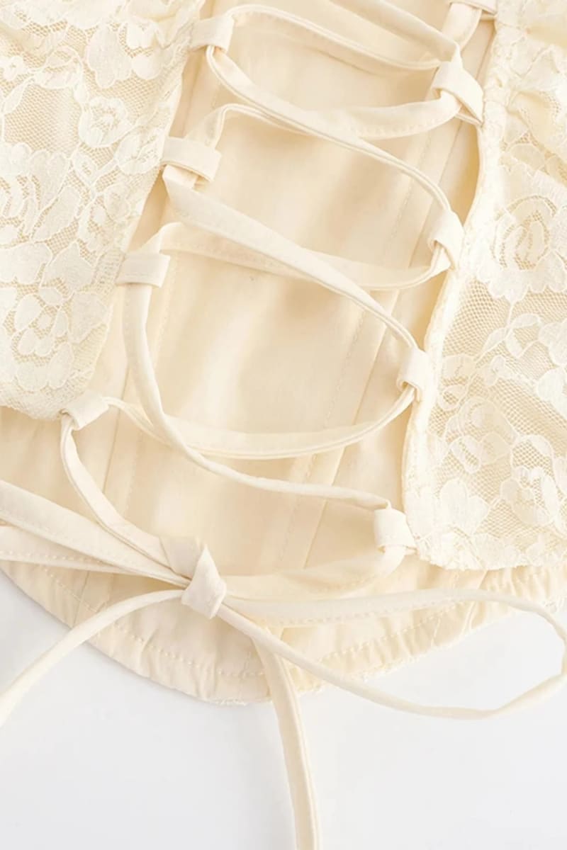 White Floral Lace Two Piece Dress Outfit Sets
