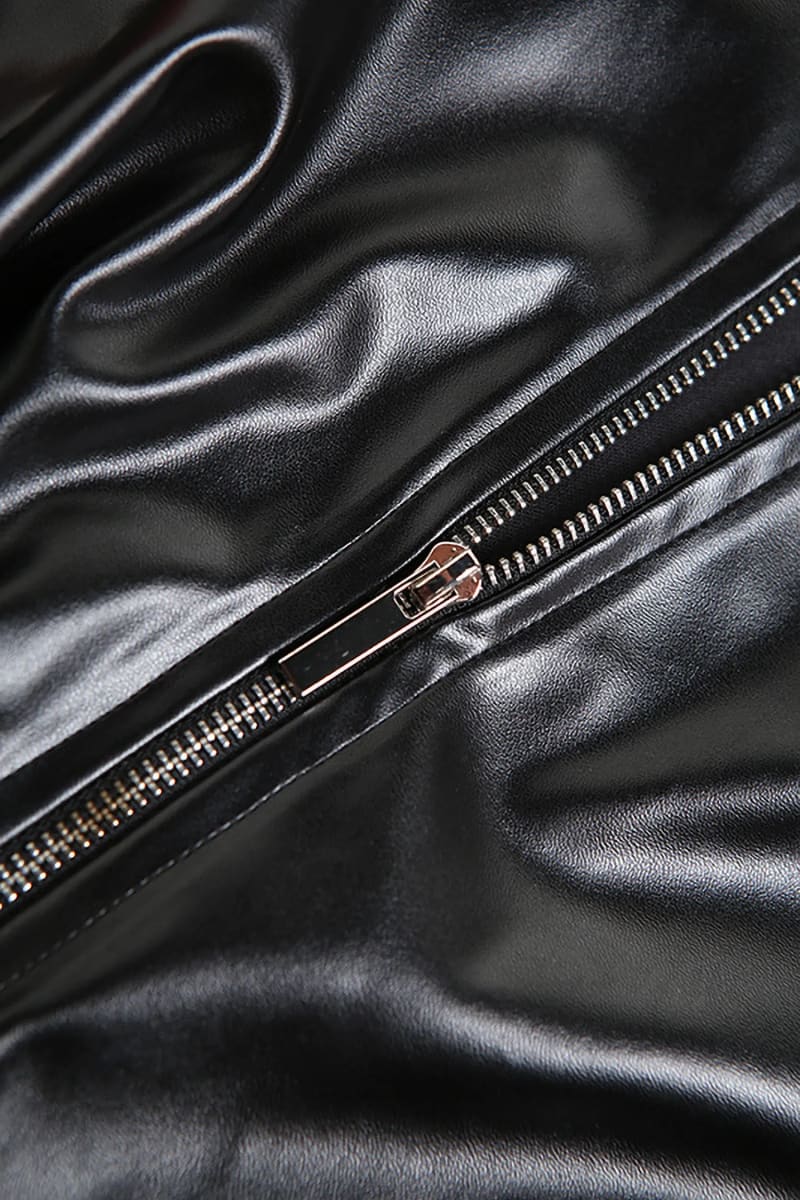Women’s Black Cropped Racing Leather Jacket