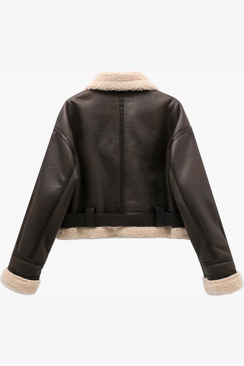 Women’s Brown Shearling Aviator Jacket